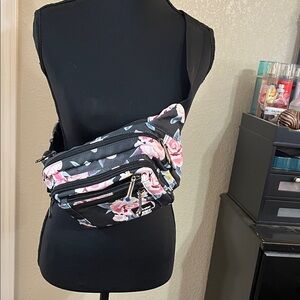 Floral Black Belt Bag